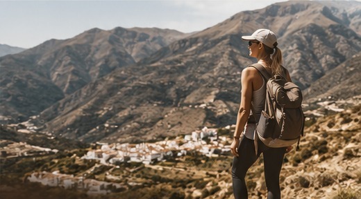 Woman hiking in the mountains of Spain